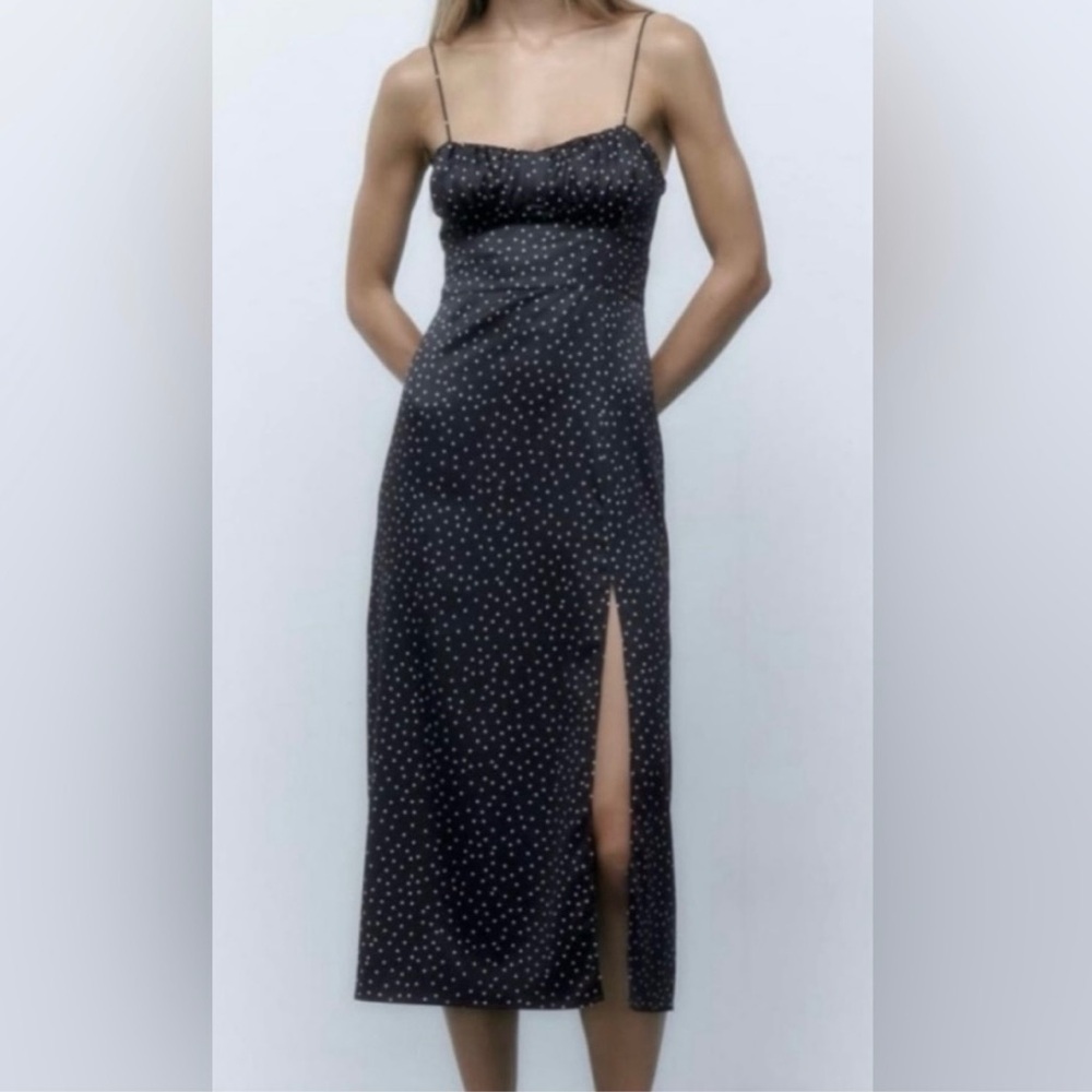 Zara satin dotted dress - Picture 2 of 4